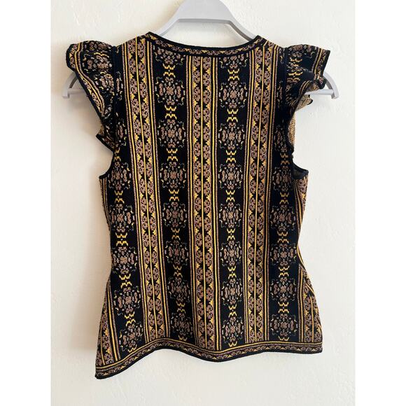 Sézane Emma Sleeveless Sweater Ruffle Shimmer Tank Blouse Size: Medium in Black - Picture 4 of 9